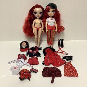 Rainbow High Doll Ruby Anderson Lot 2 Dolls Clothing Shoes Hat Jacket Tops Skirt